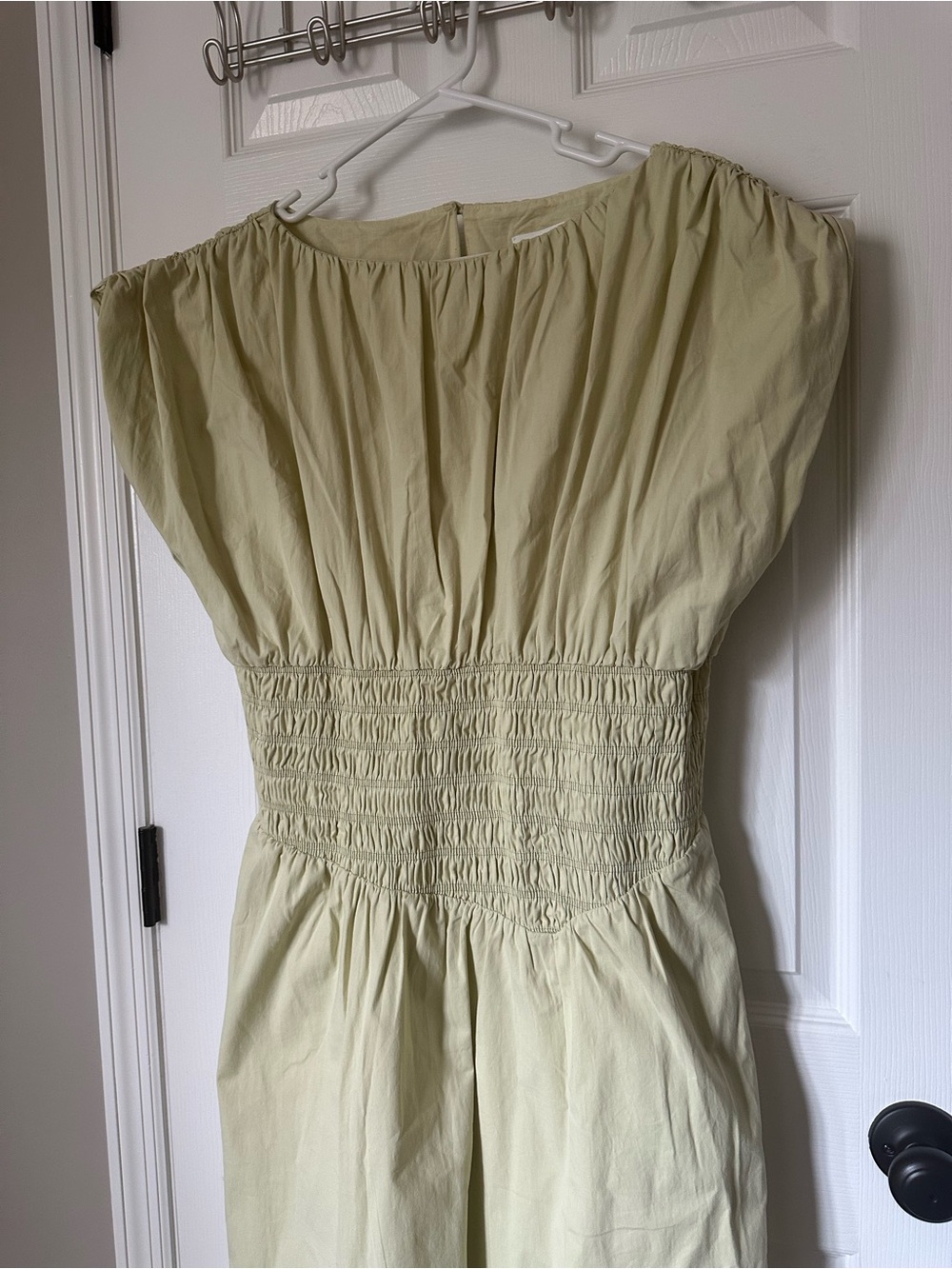 Anthropologie Light Sage Smocked Waist Dress